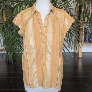 Anthropologie Pilcro yellow blouse tunic with vertical stripes